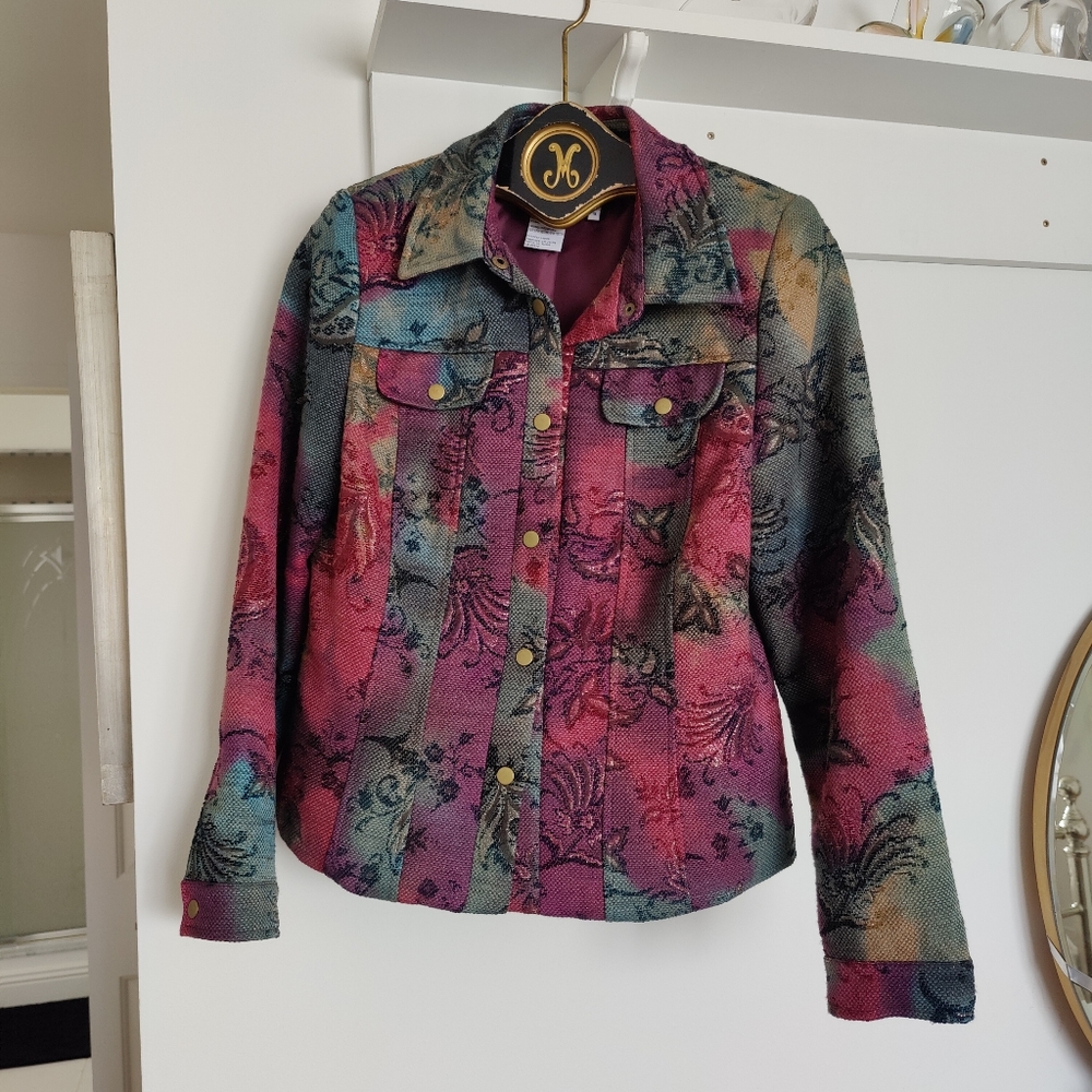Lana Sport | size 10 | vintage 90s style jacket with snaps and shoulder pads